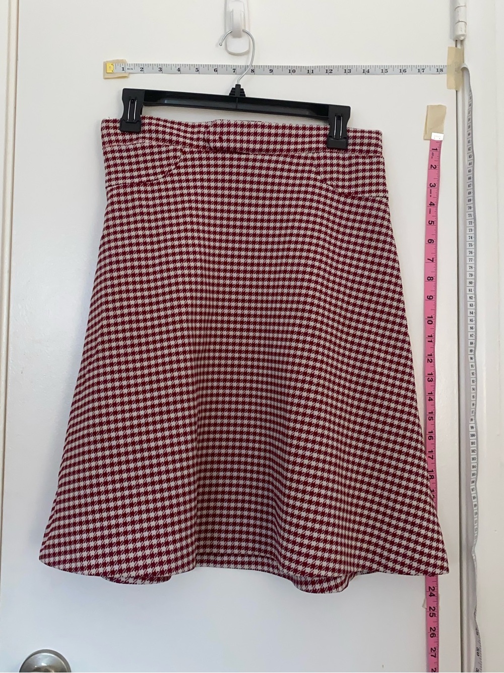 Vintage Maroon Houndstooth A-Line Skirt